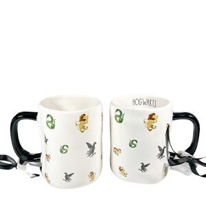 NEW Rae Dunn/Harry Potter HOGWARTS Double Side Mug w/all Four Houses Represented